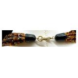 Beaded Jewelry Set with Multistrand Necklaces, Bracelets and Clip-On Earrings