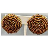 Beaded Jewelry Set with Multistrand Necklaces, Bracelets and Clip-On Earrings
