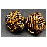 Beaded Jewelry Set with Multistrand Necklaces, Bracelets and Clip-On Earrings