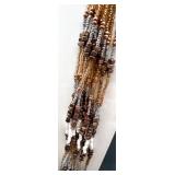 Beaded Jewelry Set with Multistrand Necklaces, Bracelets and Clip-On Earrings