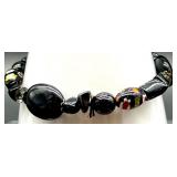 Beaded Jewelry Set with Multistrand Necklaces, Bracelets and Clip-On Earrings