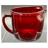 Set of Vintage Ruby Red Glass Bowls and Creamer