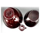Set of Vintage Ruby Red Glass Bowls and Creamer
