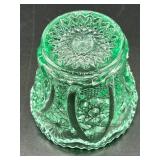 Vintage Vaseline UV Reactive Glass Bowl and Decorative Toothpick Cup