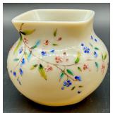 Antique Victorian Hand Painted Uranium Glass Vase with Floral Design