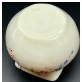 Antique Victorian Hand Painted Uranium Glass Vase with Floral Design