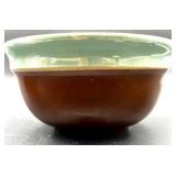Set of 2 Vintage Glazed Stoneware Kitchen Pieces - Mixing Bowl and USA Pottery Lidded Crock