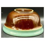 Set of 2 Vintage Glazed Stoneware Kitchen Pieces - Mixing Bowl and USA Pottery Lidded Crock