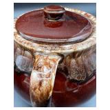 Set of 2 Vintage Glazed Stoneware Kitchen Pieces - Mixing Bowl and USA Pottery Lidded Crock