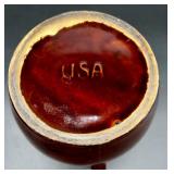 Set of 2 Vintage Glazed Stoneware Kitchen Pieces - Mixing Bowl and USA Pottery Lidded Crock