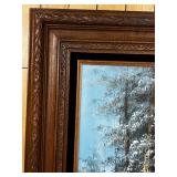 Framed Signed Winter Mountain Landscape Oil Painting by Bob Kyle