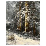 Framed Signed Winter Mountain Landscape Oil Painting by Bob Kyle