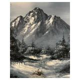 Framed Signed Winter Mountain Landscape Oil Painting by Bob Kyle