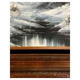 Framed Signed Winter Mountain Landscape Oil Painting by Bob Kyle