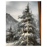 Framed Signed Winter Mountain Landscape Oil Painting by Bob Kyle
