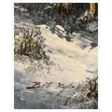 Framed Signed Winter Mountain Landscape Oil Painting by Bob Kyle