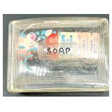 Vintage Apothecary Glass Jars and Soap Dish Set with Wicker Basket