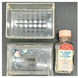 Vintage Apothecary Glass Jars and Soap Dish Set with Wicker Basket