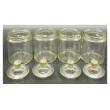 Vintage Apothecary Glass Jars and Soap Dish Set with Wicker Basket