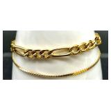 Pair of 10K Italy Gold Bracelets - Curb and Box Chain - 6.16g Total