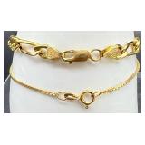 Pair of 10K Italy Gold Bracelets - Curb and Box Chain - 6.16g Total