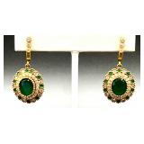 Set of Sterling Silver Green Gemstone Earrings, Statement Ring and Additional Earrings