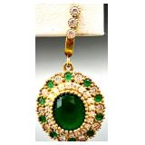 Set of Sterling Silver Green Gemstone Earrings, Statement Ring and Additional Earrings
