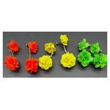 Collection of Colorful Vintage Beaded Necklaces with Matching Earrings and Floral Clip-Ons