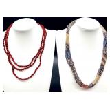 Collection of Colorful Vintage Beaded Necklaces with Matching Earrings and Floral Clip-Ons