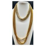 Vintage Monet and Trifari Gold-tone Costume Jewelry Collection with Necklaces, Bracelets, and Earrings