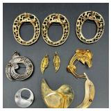 Vintage Monet and Trifari Gold-tone Costume Jewelry Collection with Necklaces, Bracelets, and Earrings