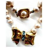 Vintage Costume Jewelry Collection with Faux Pearls and Gold Tone Accents