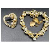 Vintage Costume Jewelry Collection with Faux Pearls and Gold Tone Accents