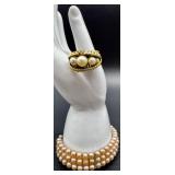 Vintage Costume Jewelry Collection with Faux Pearls and Gold Tone Accents