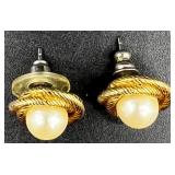 Vintage Costume Jewelry Collection with Faux Pearls and Gold Tone Accents