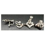 Vintage Rhinestone Jewelry Collection: Brooches, Clip-On Earrings, Rings & Necklace