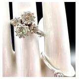 Vintage Rhinestone Jewelry Collection: Brooches, Clip-On Earrings, Rings & Necklace
