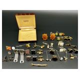 Vintage Cufflinks and Tie Tacks Collection with Swank Display Box