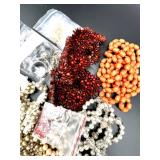 Large Assorted Costume Jewelry Pieces for Repair and Crafting Lot with Beads, Necklaces, Brooches, and Buttons
