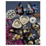 Vintage Small Grouping of Jewelry and Costume Accessories For use in Crafting and Repair