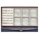 Wooden Jewelry Box with Compartments, Mirror, and Removable Red Velvet Tray