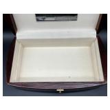 Wooden Jewelry Box with Compartments, Mirror, and Removable Red Velvet Tray