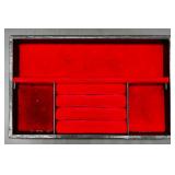 Wooden Jewelry Box with Compartments, Mirror, and Removable Red Velvet Tray