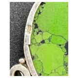 Sterling Silver Green Turquoise and Peridot Pendant Necklace and Peridot Ring