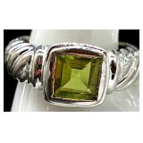 Sterling Silver Green Turquoise and Peridot Pendant Necklace and Peridot Ring