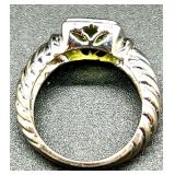 Sterling Silver Green Turquoise and Peridot Pendant Necklace and Peridot Ring