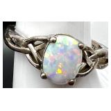 Sterling Silver Opal Cuff Bracelet and Ring Set Signed C. Yazzie