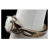 Sterling Silver Opal Cuff Bracelet and Ring Set Signed C. Yazzie