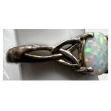 Sterling Silver Opal Cuff Bracelet and Ring Set Signed C. Yazzie