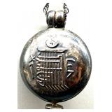 Sterling Silver Locket Pendant Necklace with Red Stone Accent, 16g